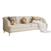 Modern 3-seat velvet sofa with tufted design and metal feet for stylish living room seating